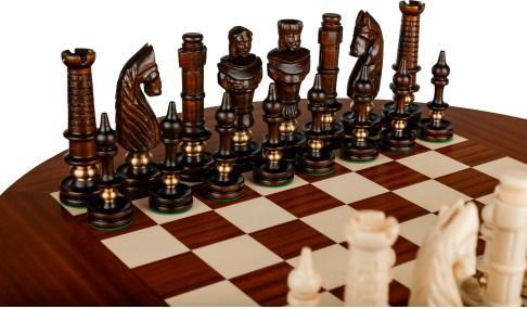 Produktbild False Luxus-Schachtisch, rund, mit Figuren