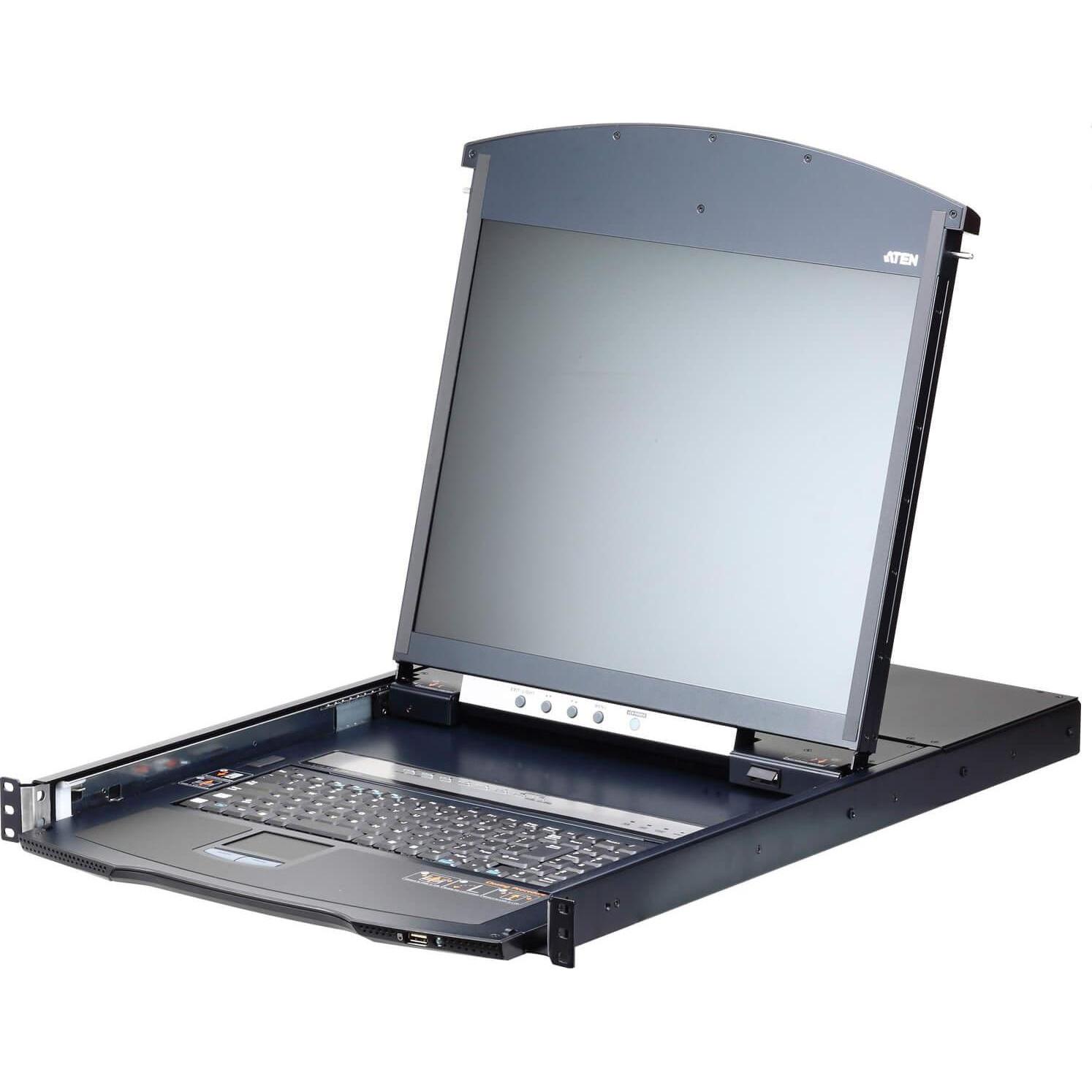 Aten KL1108VN Switch KVM over IP Cat.5 UK a 8 porte, 19" LCD, doppia guida, layout UK, Switch KVM, Nero