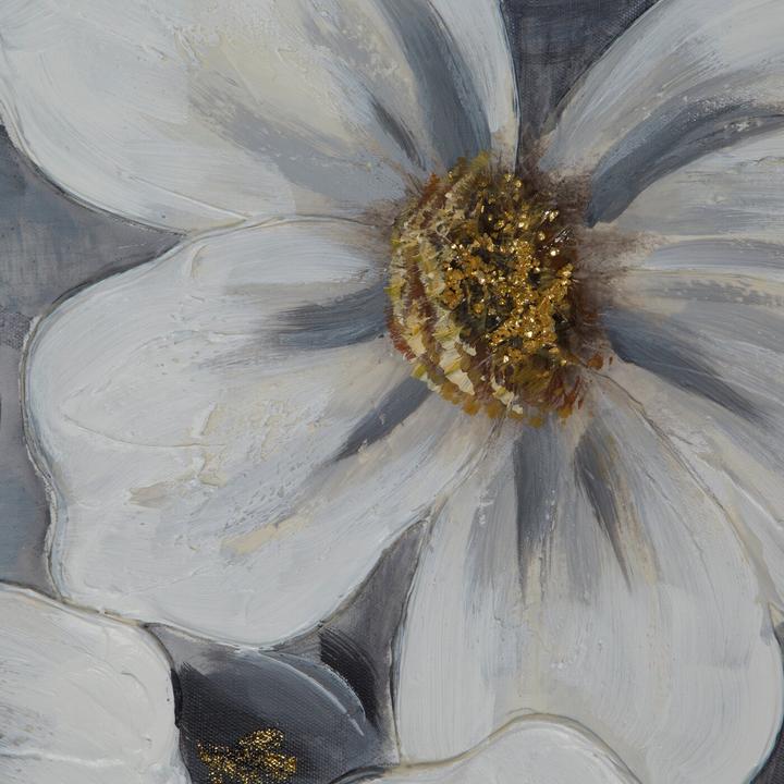 Actual product image Eurofirany Bild Bloom Hand -auf Leinwand weisse Blüten mit einem glänzenden Glitzer 80 x 80 cm gepackt (80 x 80 cm)