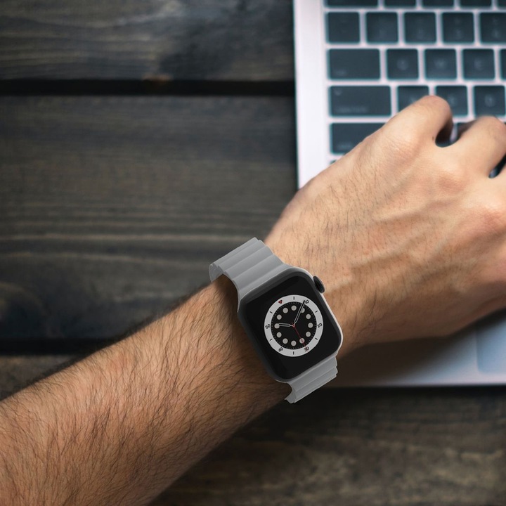 Produktbild König Design Sport Ersatz Armband für Apple Watch Series 1/2/3/4/5/6/SE 40 38 mm Silikon Grau