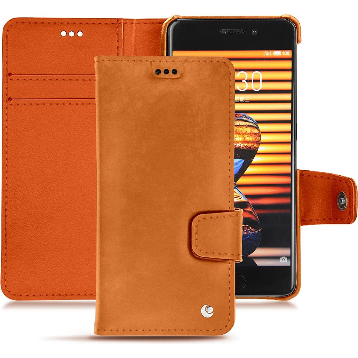 Noreve Lederschutzhülle Wallet (Meizu Pro 7 Plus), Smartphone Hülle, Orange