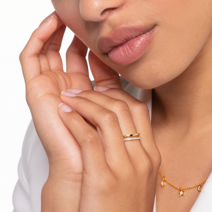 Immagine prodotto Thomas Sabo Anello doppio pietre bianche oro (52, 925 Argento)