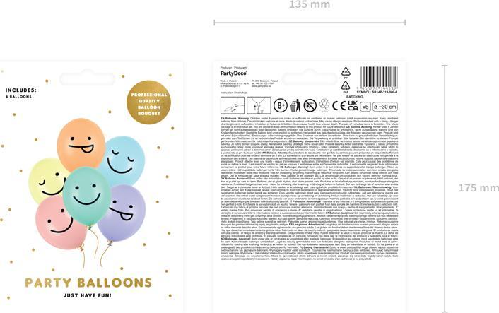 Image du produit Partydeco Ballons 30 cm, Visages, mélange (1 pt / 6 pc.) (6 x)