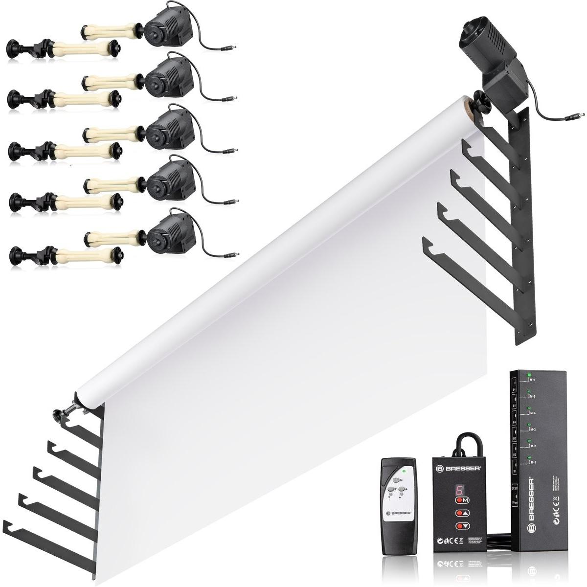 Bresser Electrisch Achtergrondsysteem - 6x Achtergrondrol - Draadloos (272 cm), Fondale fotografico, Nero