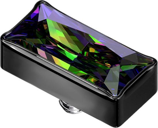 Actual product image Star Piercing Dermal Anchor rectangular black crystal dark multicolour (without brass, Titanium)
