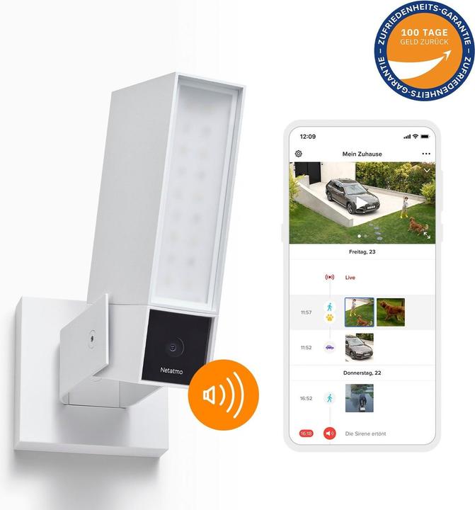 Image du produit Netatmo Caméra d'extérieur intelligente avec sirène d'alarme - Blanc