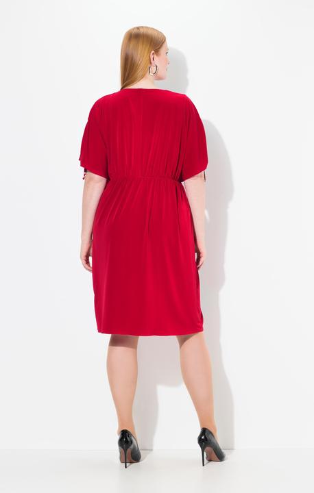 Produktbild Ulla Popken Midikleid, drapiert, Oversized, V-Ausschnitt, Halbarm (56)
