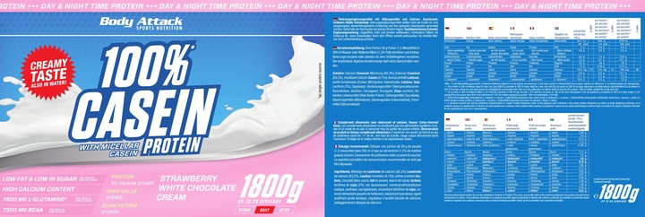 Actual product image Body Attack 100% Casein Protein (1800g can) (Nature, 1 pcs., 1800 g)