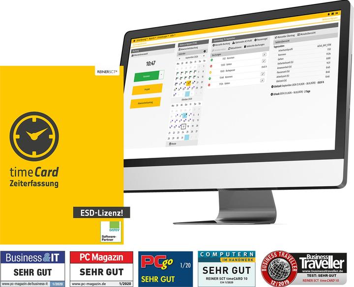 Produktbild ReinerSCT Zeiterfassung Mitarbeiterlizenz timeCard 10 1 Jahr für 100u