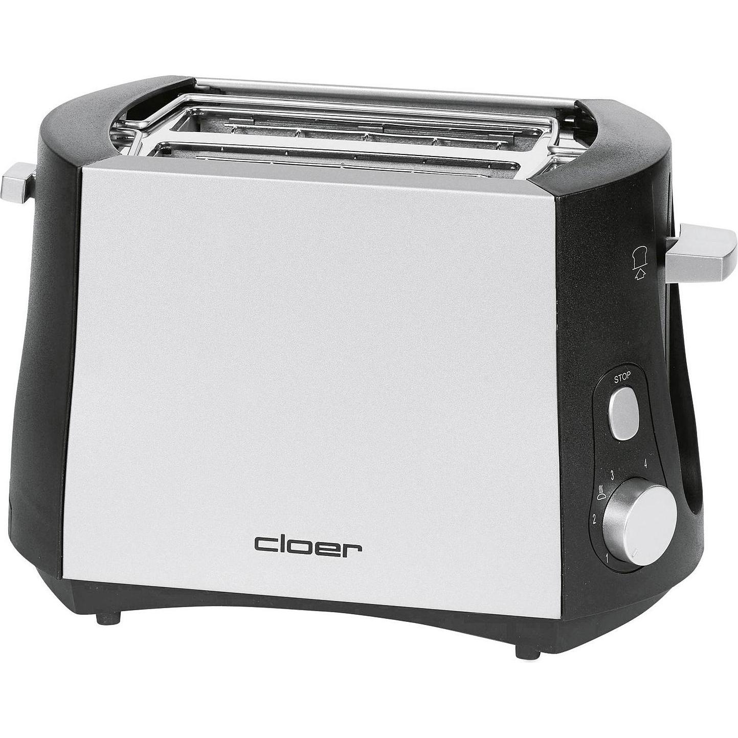 Cloer 3410, Toaster, Schwarz, Silber
