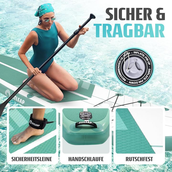 Produktbild Fitleap Premium Stand Up Paddle Board aufblasbar - SUP Board Set mit Hochdruckpumpe, verstellbar… (10'5")