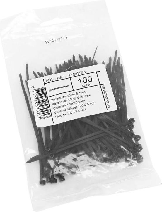 Produktbild WKK Kunststoffkabelbinder schw. UV-stab. 100x2,5mm 100 St. (Kunststoffkabelbinder, 100 mm, 100 Stk.)