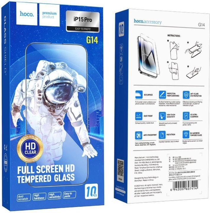 Actual product image Hoco Clear Screen Protector (10 pcs., Apple iPhone 15 Pro)