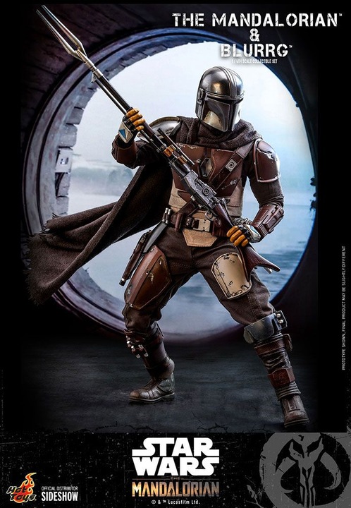 Actual product image Hot Toys Star Wars The Mandalorian Action Figure 2-Pack 1/6 The Mandalorian & Blurrg 37 cm