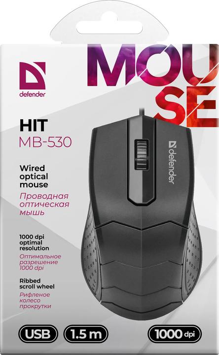 Actual product image Defender MAUS HIT MB-530 BLACK OTPICAL 1000dpi 3P (Cable)
