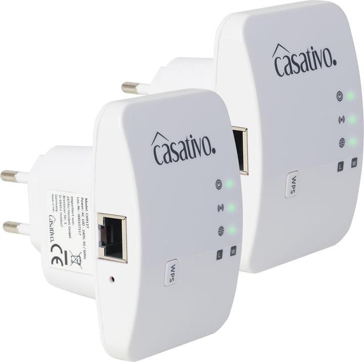 Actual product image Casativo 2er-Set Mini-WLAN-Repeater mit WPS-Funktion, 300 Mbit/s, LAN-Anschluss & 2,4 GHz (300 Mbit/s)