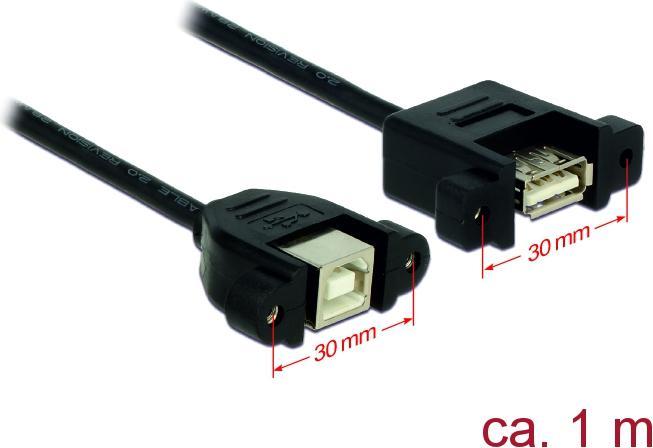 Produktbild Delock USB2.0-Kabel A-B: 1m, beidseitig Einbau (1 m, USB 2.0)