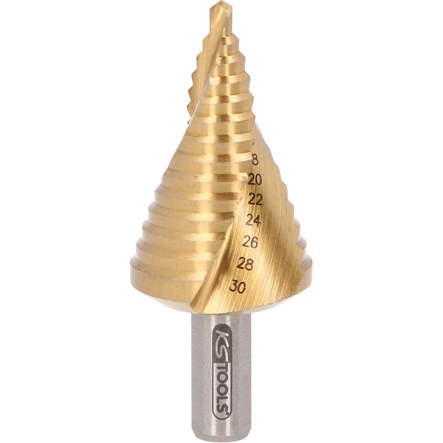 Thumbnail - KS Tools, Bohrereinsatz, HSS-TiN Stufenbohrer, extra kurz (30 Millimeter)