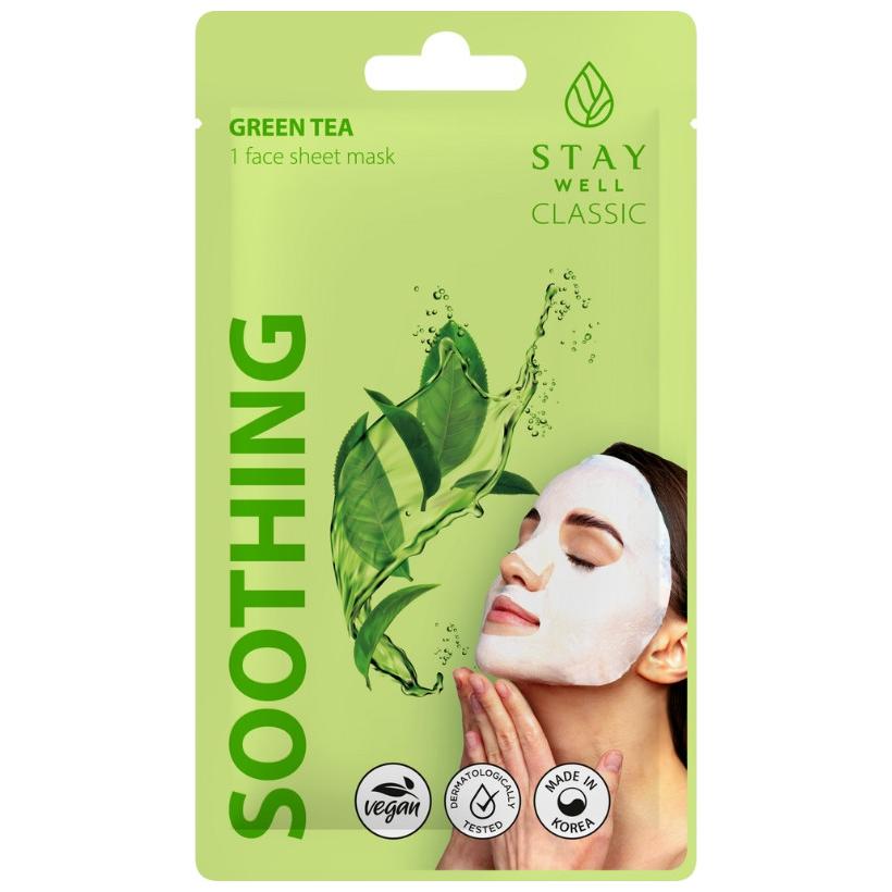 Stay Well, Gesichtsmaske, Classic sheet mask - GREEN TEA Soothing