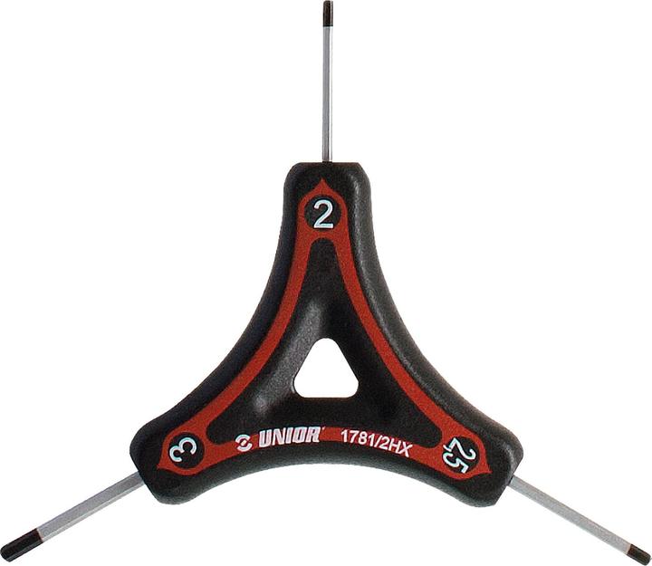 Actual product image Unior Tripod Hex Key, Black/Red, 2x2.5x3