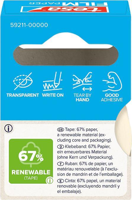 Produktbild tesa tesafilm Papier Klebeband 10m 19mm 1 Rolle Faltschachtel (19 mm)