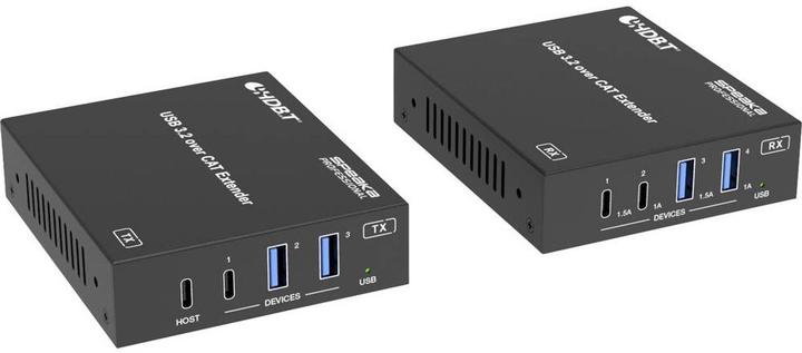 SpeaKa Professional SP-USBE-820 7+1 Port KVM-Extender über PC steuerbar Schwarz