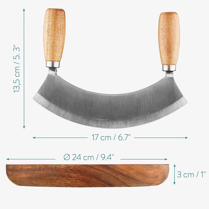 Actual product image Navaris Herb Board with Mezzaluna Weighing Knife