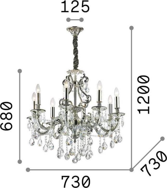 Image du produit Ideal lux GIOCONDA Suspension E14 8-fois ⌀730mm dimmable argent 044934 (E14)