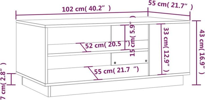 Image du produit vidaXL Couchtisch (102 x 55 x 43 cm)