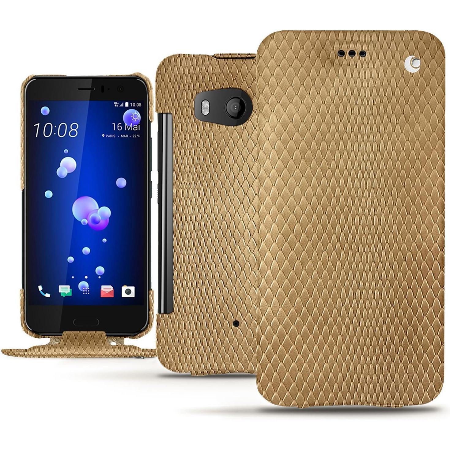 Noreve Lederschutzhülle vertikal (HTC U11), Smartphone Hülle, Beige