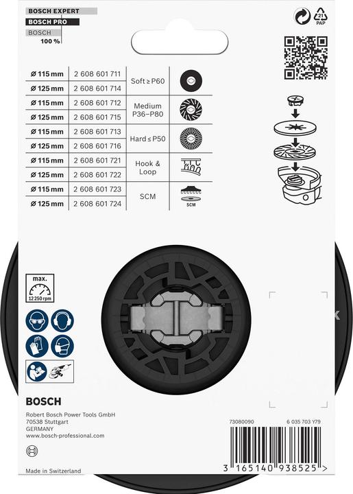 Produktbild Bosch Professional Zubehör PRO Backing Pad X-Lock, hart, 125 mm, hart (P60)