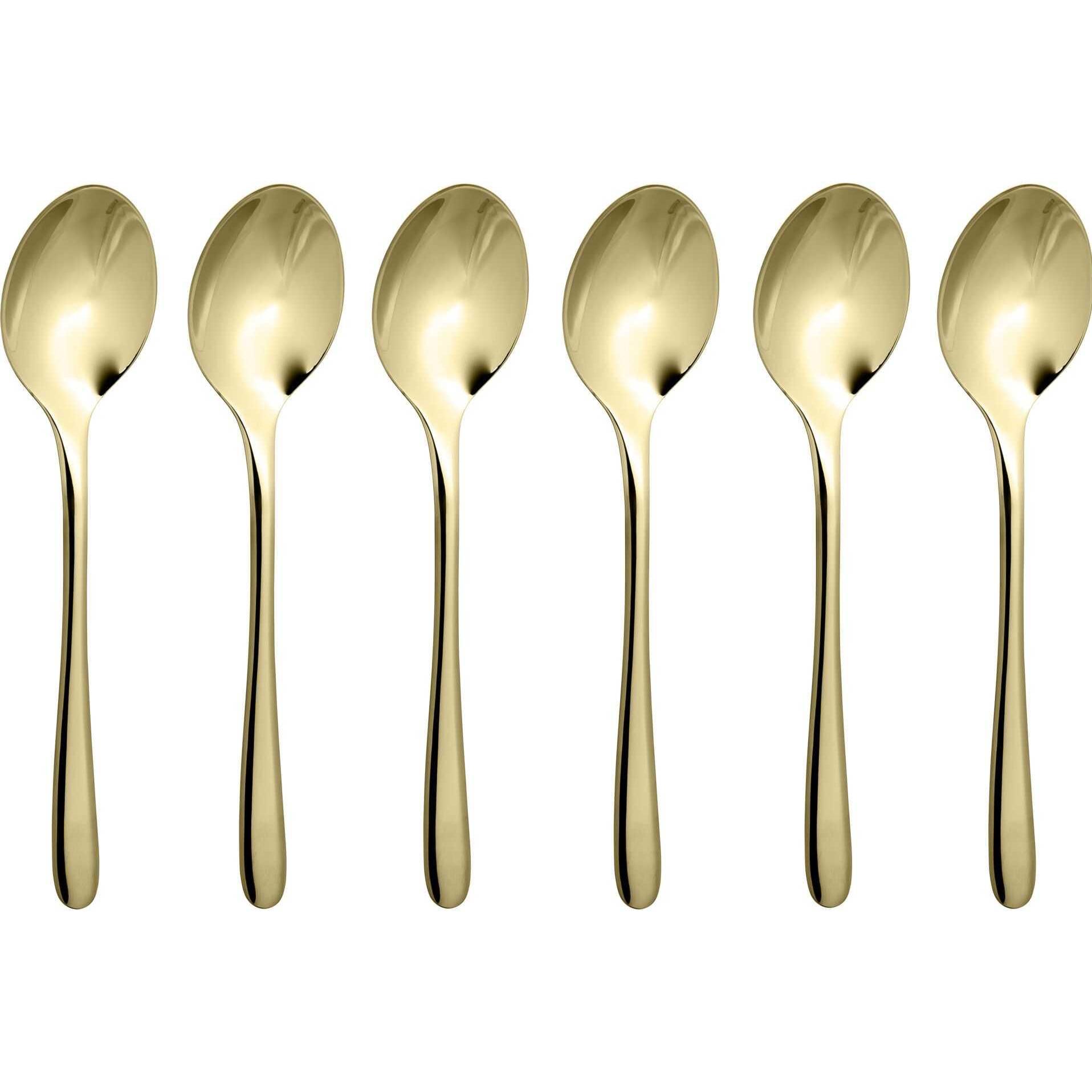Rosenthal Probieren Sie PVD 6 Mokkalöffel aus poliertem Gold, Besteck, Gold