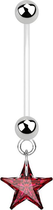 Immagine prodotto Star Piercing Gravidanza di banane con Stella di Cristallo rossa (senza ottone, Acciaio chirurgico 316L, Materiale sintetico)