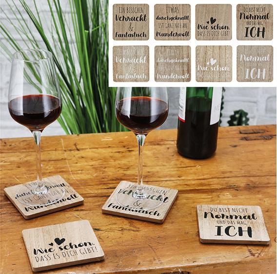 G. Wurm Coaster sayings made of MDF wood natural 8-fold, (W/H) 10x10cm