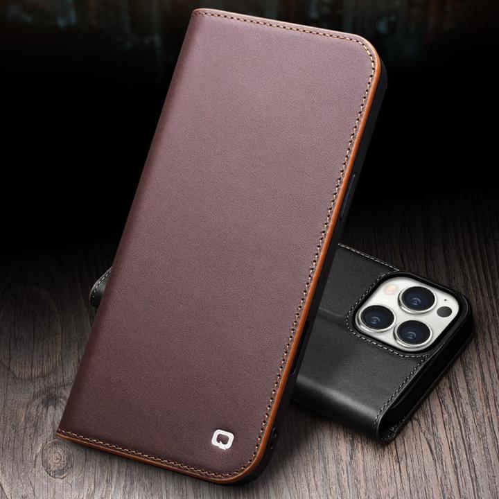 Immagine prodotto QiAlino Fourre Flip cuir véritable foncé mat (Apple iPhone 16)