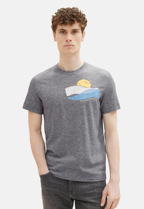 Image du produit Tom Tailor T-Shirt Gestreiftes Kurzarmshirt mit Rundhalsausschnitt und Foto-Print (3XL)