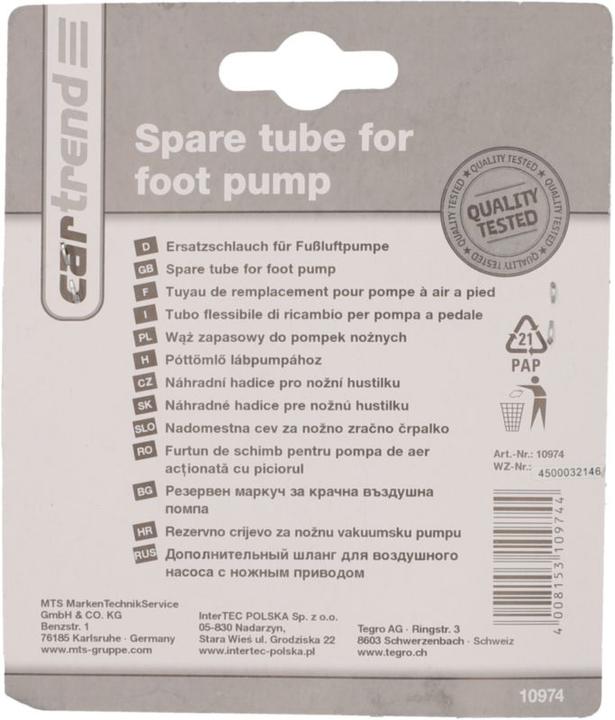 Actual product image Cartrend Replacement hose for foot air pump
