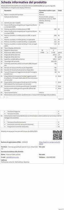 Image du produit Hisense TV 85A6Q (85", LED, 4K)