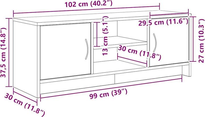 Produktbild VidaXL TV-Schrank (102 x 30 x 37.5 cm)