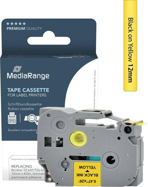 Immagine prodotto MediaRange Nastro per scrivere ca. Fratello TZ-631/TZe-631 12mm 8m sch (1.20 cm, Giallo, Nero)