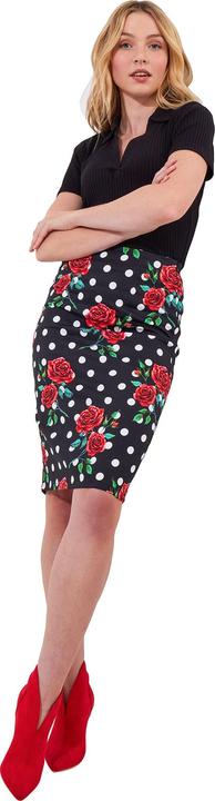 Actual product image Joe Browns Rose Print Polka Dot Pencil Skirt (38)