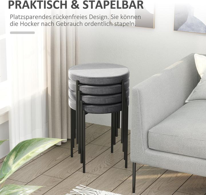 Produktbild Homcom Hocker 4-teiliges Set mit Samtüberzug