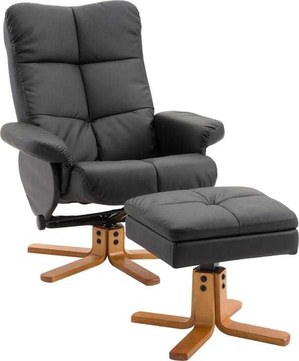 Actual product image Homcom Relaxsessel mit Hocker Holz, Kunstleder Schwarz