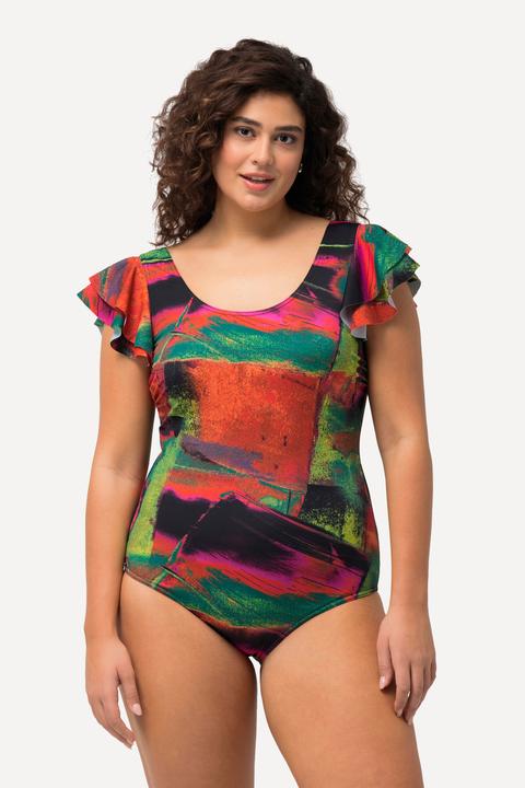 Image du produit Ulla Popken Maillot de bain à volant sur les manches, bonnets souples et décolleté rond (42)