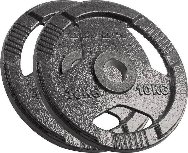 Actual product image Rebel Gusseisernes olympisches Gewichtset 2x10kg 51mm Loch Scheibe mit Griffen ACTIVE (2 x 10 kg)