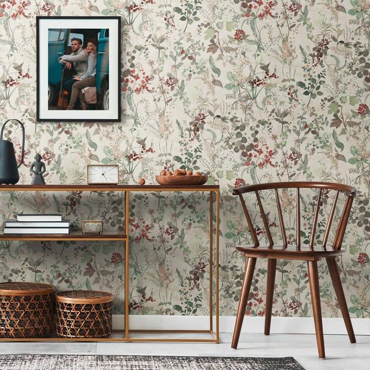 Image du produit A.S. Création papier peint fleuri vintage blanc vert rouge papier peint intissé floral (53 x 1005 cm)