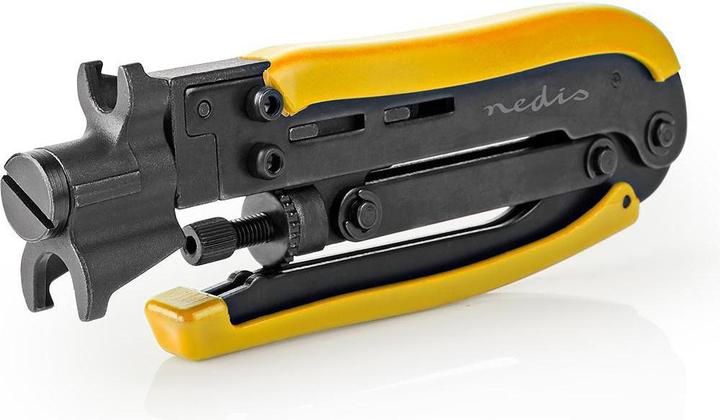Actual product image Nedis Compression pliers F-connector RG58, RG59, RG6, RG7, RG11 Hardened steel Black/Yellow (20 mm)