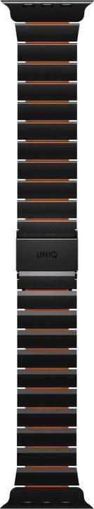Actual product image Uniq Strova Flex Strap for Apple Watch 44/45/46/49mm Black Orange (Silicone, Stainless steel)