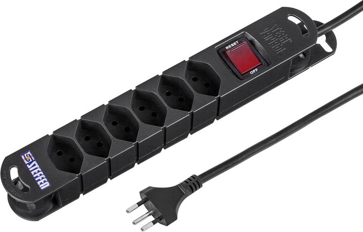 Produktbild Steffen Steckdosenleiste TIDE 6xT13 3m mit Schalter und Haftmagnete sw (6 x, Typ 13)