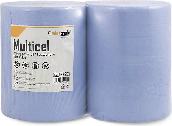 Produktbild Meditrade 2 Industrade® Putztuchrollen Multicel 2-lagig blau, 1.000 Blätter (2x)